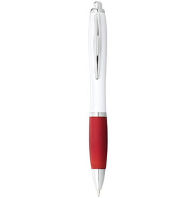 Nash Kugelschreiber weiß mit farbigem Griff (blaue Mine), weiss, rot bedrucken, Art.-Nr. 10690002 Nash Kugelschreiber weiß mit farbigem Griff (blaue Mine), weiss, rot bedrucken, Art.-Nr. 10690002