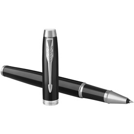 Parker IM Tintenroller (schwarze Mine), schwarz, chrom bedrucken, Art.-Nr. 10702300