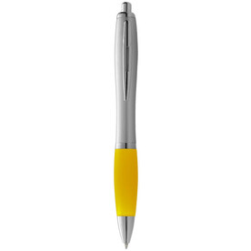 Nash Kugelschreiber silbern mit farbigem Griff, silber, gelb bedrucken, Art.-Nr. 10707704