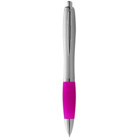 Nash Kugelschreiber silbern mit farbigem Griff, silber, rosa bedrucken, Art.-Nr. 10707706