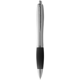 Nash Kugelschreiber silbern mit farbigem Griff, silber, schwarz bedrucken, Art.-Nr. 10707709