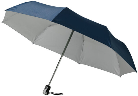 Alex 21,5&quot; Vollautomatik Kompaktregenschirm, navy, silber bedrucken, Art.-Nr. 10901606