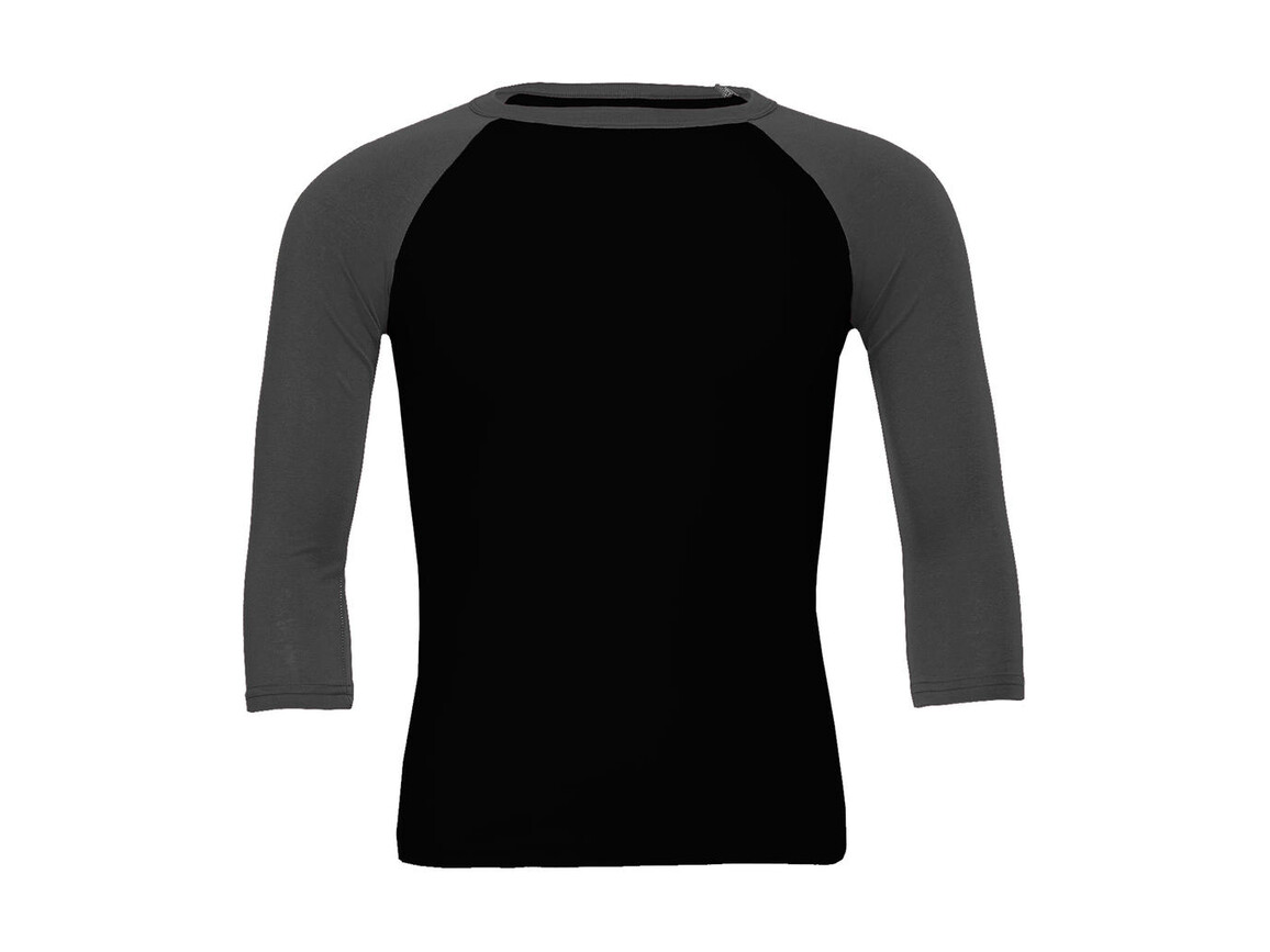 Bella Unisex 3/4 Sleeve Baseball T-Shirt, Black/Deep Heather, S bedrucken, Art.-Nr. 163061663