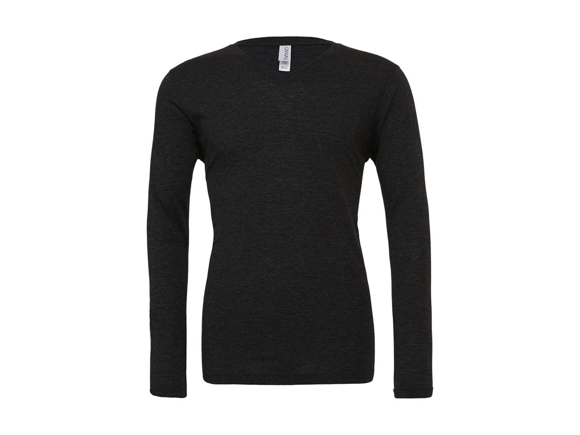 Bella Unisex Triblend LS V-Neck T-Shirt, Charcoal-Black Triblend, S bedrucken, Art.-Nr. 165061363