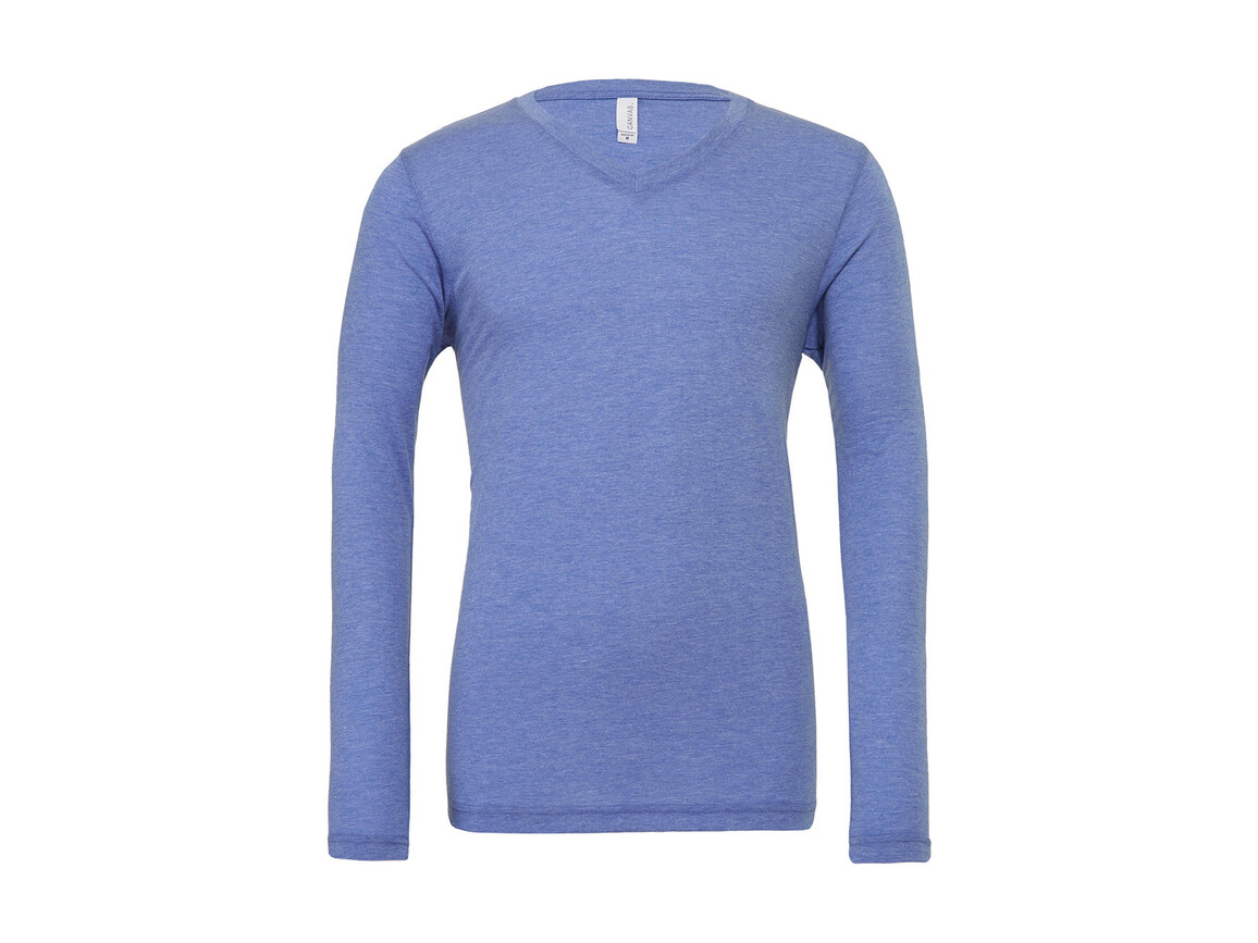 Bella Unisex Triblend LS V-Neck T-Shirt, Blue Triblend, M bedrucken, Art.-Nr. 165063384