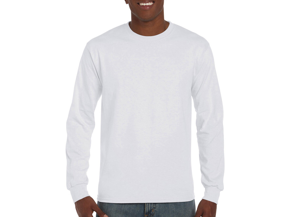 Gildan Ultra Cotton Adult T-Shirt LS, White, L bedrucken, Art.-Nr. 171090005