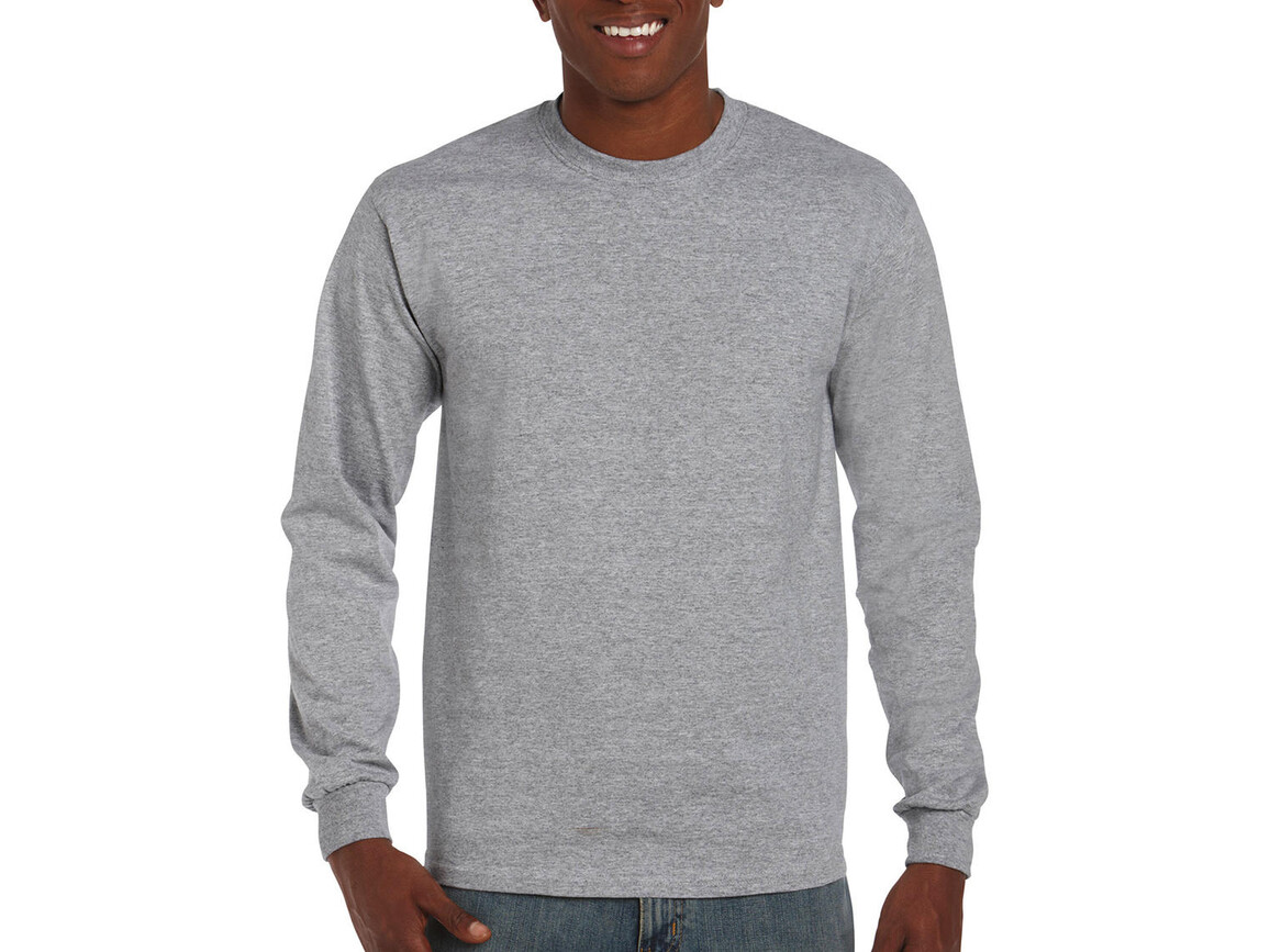 Gildan Ultra Cotton Adult T-Shirt LS, Sport Grey, S bedrucken, Art.-Nr. 171091253