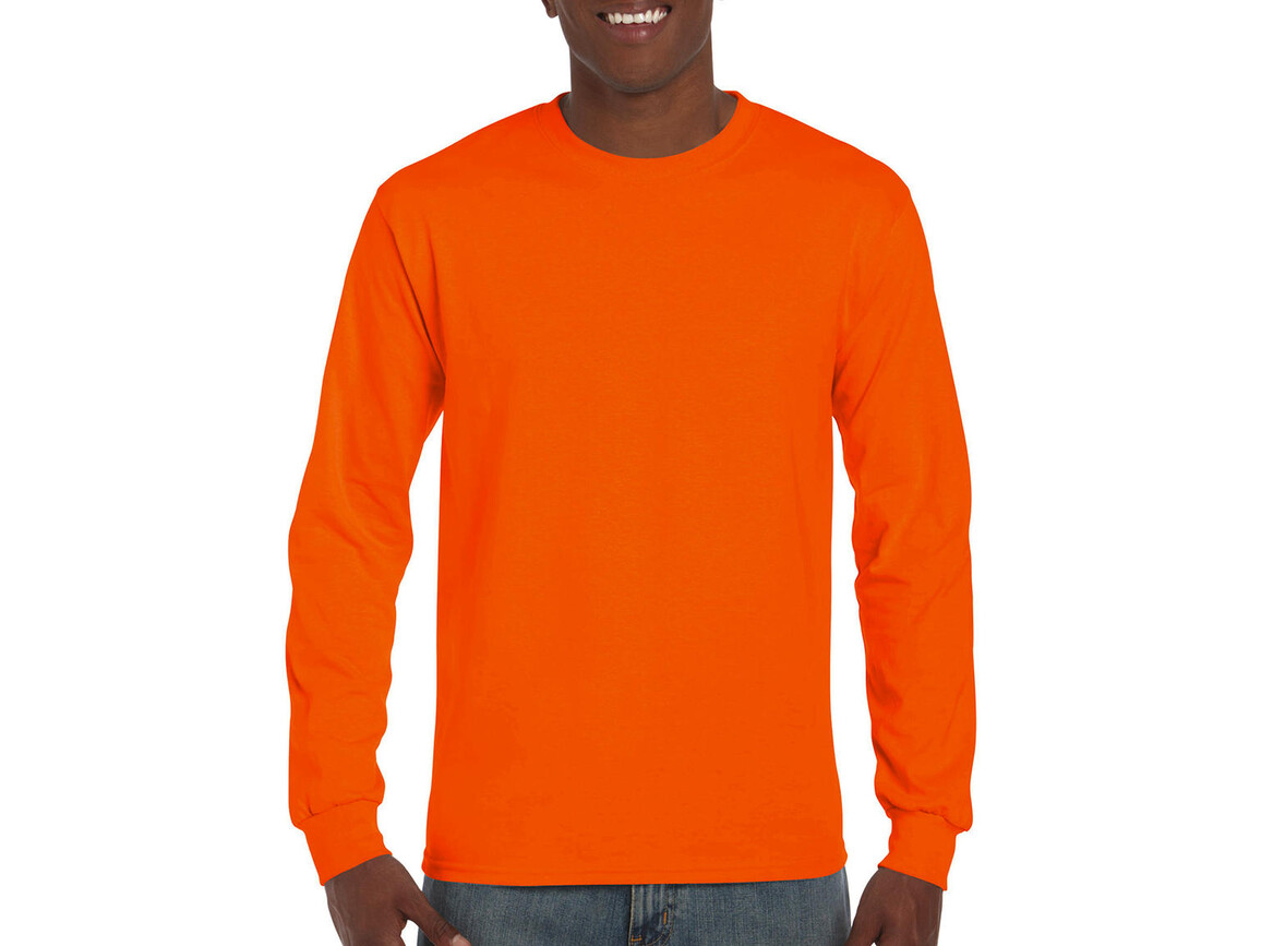 Gildan Ultra Cotton Adult T-Shirt LS, Safety Orange, M bedrucken, Art.-Nr. 171094054
