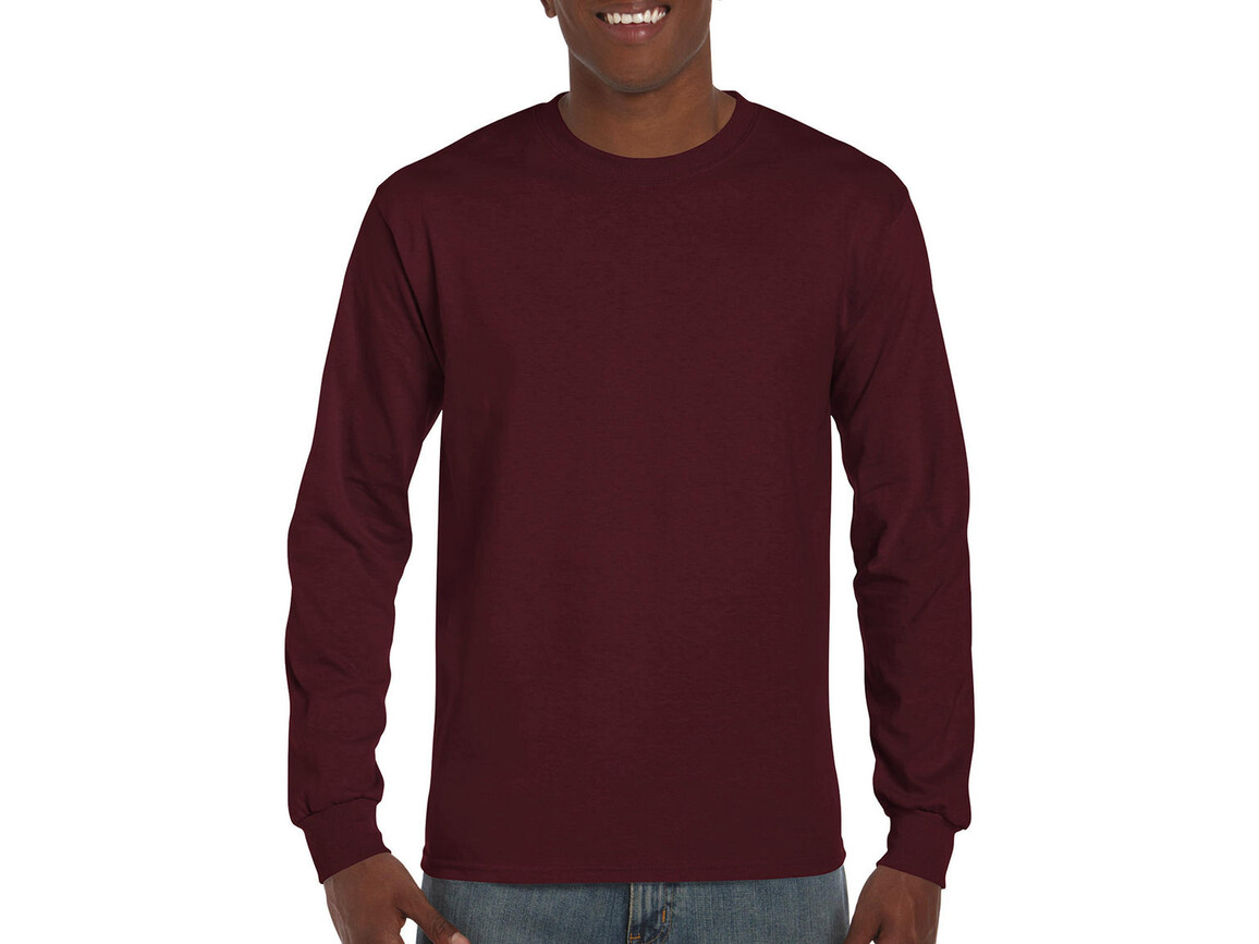 Gildan Ultra Cotton Adult T-Shirt LS, Maroon, S bedrucken, Art.-Nr. 171094453