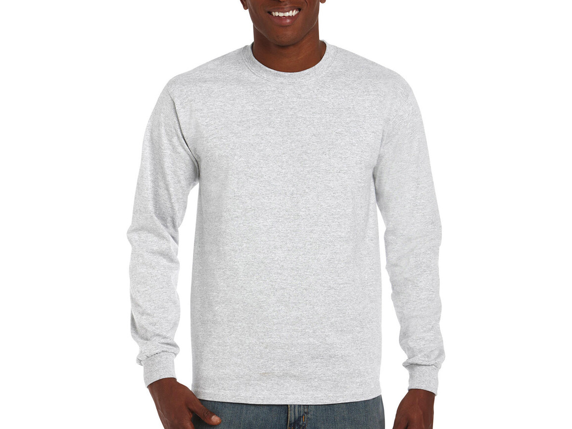 Gildan Ultra Cotton Adult T-Shirt LS, Ash Grey, M bedrucken, Art.-Nr. 171097034
