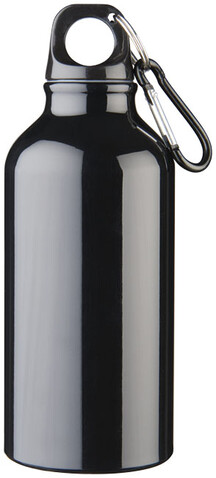 Oregon 400 ml Aluminium Trinkflasche mit Karabinerhaken, schwarz bedrucken, Art.-Nr. 10000201