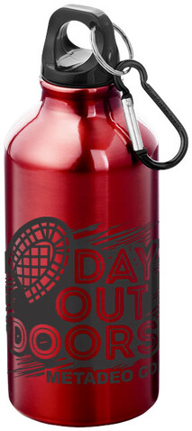 Oregon 400 ml Aluminium Trinkflasche mit Karabinerhaken, rot bedrucken, Art.-Nr. 10000205