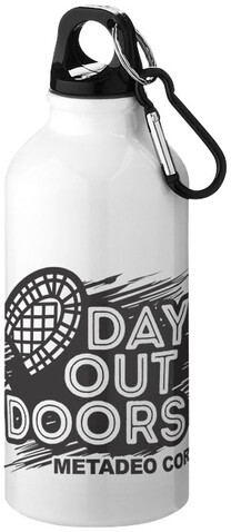 Oregon 400 ml Aluminium Trinkflasche mit Karabinerhaken, weiss bedrucken, Art.-Nr. 10000208