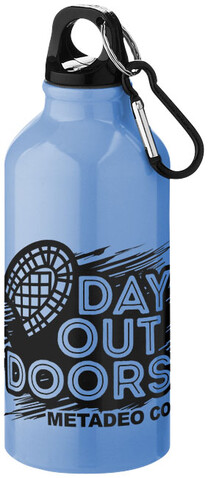 Oregon 400 ml Aluminium Trinkflasche mit Karabinerhaken, hellblau bedrucken, Art.-Nr. 10000209
