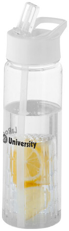 Tutti frutti 740 ml Tritan™ Sportflasche mit Infuser, transparent, weiss bedrucken, Art.-Nr. 10031401