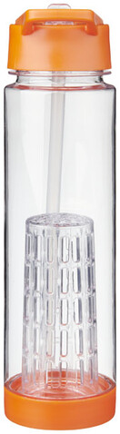 Tutti frutti 740 ml Tritan™ Sportflasche mit Infuser, transparent, orange bedrucken, Art.-Nr. 10031406