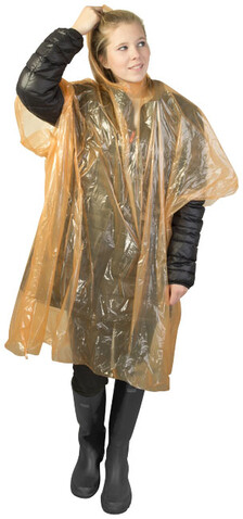 Ziva Einweg Regenponcho mit Hülle, orange bedrucken, Art.-Nr. 10042905