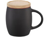Hearth 400 ml Keramiktasse mit Holz Untersetzer, schwarz, rot bedrucken, Art.-Nr. 10046602
