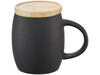 Hearth 400 ml Keramiktasse mit Holz Untersetzer, schwarz, limone bedrucken, Art.-Nr. 10046603