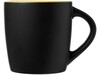 Riviera 340 ml Keramikbecher, schwarz, gelb bedrucken, Art.-Nr. 10047605