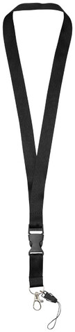 Sagan Lanyard mit abnehmbarer Schnalle und Handyband, schwarz bedrucken, Art.-Nr. 10250801