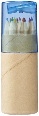 Hef 12-teiliges Buntstiftset mit Anspitzer, blau bedrucken, Art.-Nr. 10706800