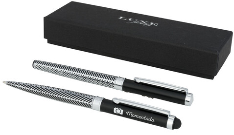 Empire Duo Stift Geschenkset (schwarze Mine), silber, schwarz bedrucken, Art.-Nr. 10712900