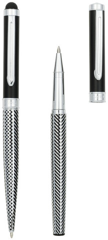 Empire Duo Stift Geschenkset (schwarze Mine), silber, schwarz bedrucken, Art.-Nr. 10712900