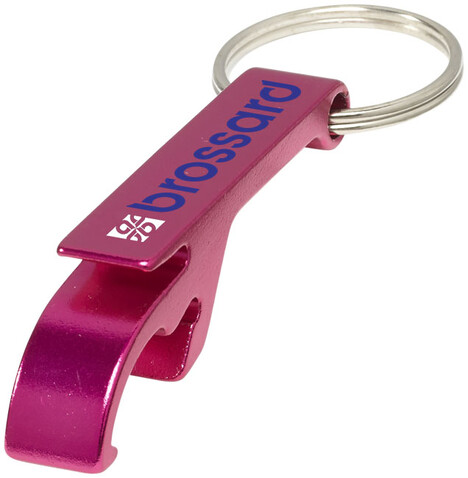 Tao Schlüsselanhänger mit Flaschen- und Dosenöffner, magenta bedrucken, Art.-Nr. 11801806
