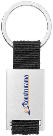 Alvaro Gurtband Schlüsselanhänger, schwarz, silber bedrucken, Art.-Nr. 11810800