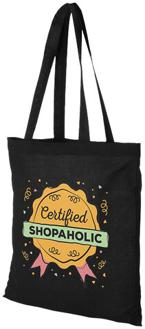 Carolina 100 g/m² Baumwoll Tragetasche 7L, schwarz bedrucken, Art.-Nr. 11941101