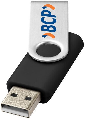 Rotate-Basic 2 GB USB-Stick, schwarz, silber bedrucken, Art.-Nr. 12350400