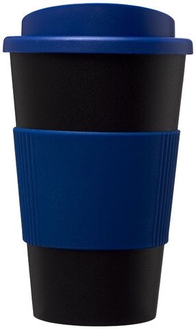 Americano® 350 ml Isolierbecher mit Schutzring, schwarz, blau bedrucken, Art.-Nr. 21000202 Americano® 350 ml Isolierbecher mit Schutzring, schwarz, blau bedrucken, Art.-Nr. 21000202