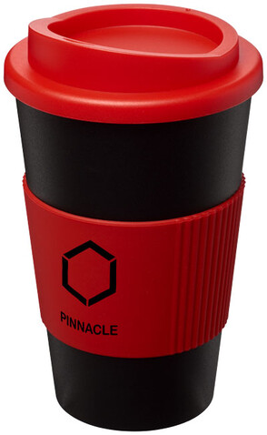 Americano® 350 ml Isolierbecher mit Schutzring, schwarz, rot bedrucken, Art.-Nr. 21000203 Americano® 350 ml Isolierbecher mit Schutzring, schwarz, rot bedrucken, Art.-Nr. 21000203