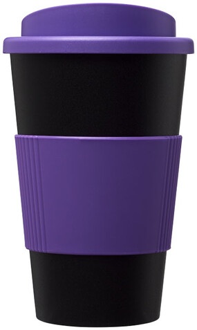 Americano® 350 ml Isolierbecher mit Schutzring, schwarz, lila bedrucken, Art.-Nr. 21000206 Americano® 350 ml Isolierbecher mit Schutzring, schwarz, lila bedrucken, Art.-Nr. 21000206