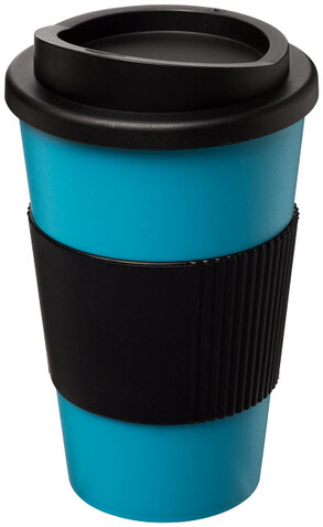 Americano® 350 ml Isolierbecher mit Schutzring, aquablau, schwarz bedrucken, Art.-Nr. 21000218 Americano® 350 ml Isolierbecher mit Schutzring, aquablau, schwarz bedrucken, Art.-Nr. 21000218