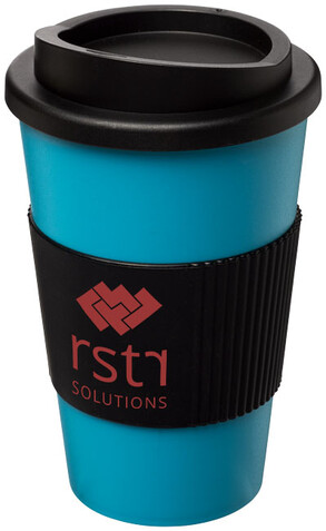 Americano® 350 ml Isolierbecher mit Schutzring, aquablau, schwarz bedrucken, Art.-Nr. 21000218 Americano® 350 ml Isolierbecher mit Schutzring, aquablau, schwarz bedrucken, Art.-Nr. 21000218