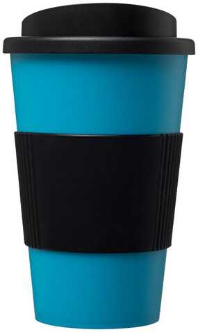 Americano® 350 ml Isolierbecher mit Schutzring, aquablau, schwarz bedrucken, Art.-Nr. 21000218 Americano® 350 ml Isolierbecher mit Schutzring, aquablau, schwarz bedrucken, Art.-Nr. 21000218