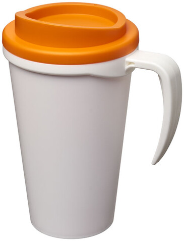 Americano® Grande 350 ml Isolierbecher, weiss, orange bedrucken, Art.-Nr. 21000405 Americano® Grande 350 ml Isolierbecher, weiss, orange bedrucken, Art.-Nr. 21000405