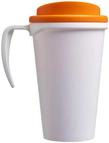 Americano® Grande 350 ml Isolierbecher, weiss, orange bedrucken, Art.-Nr. 21000405 Americano® Grande 350 ml Isolierbecher, weiss, orange bedrucken, Art.-Nr. 21000405