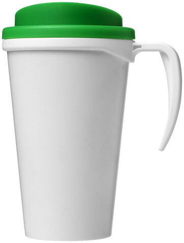 Brite-Ameriano® Grande 350 ml Isolierbecher, weiss, grün bedrucken, Art.-Nr. 21000606
