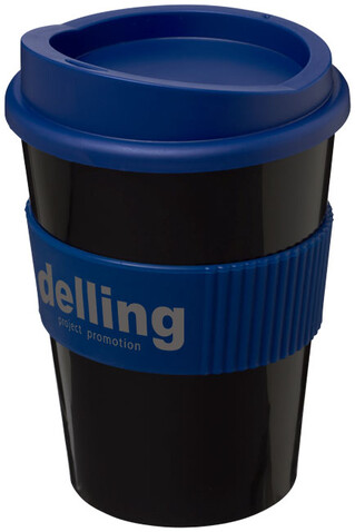 Americano® Medio 300 ml Becher mit Schutzring, blau, schwarz bedrucken, Art.-Nr. 21000814