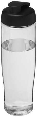 H2O Active® Tempo 700 ml Sportflasche mit Klappdeckel, transparent, schwarz bedrucken, Art.-Nr. 21004000