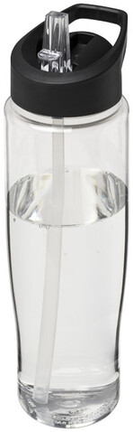 H2O Active® Tempo 700 ml Sportflasche mit Ausgussdeckel, transparent, schwarz bedrucken, Art.-Nr. 21004400