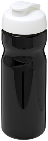 H2O Active® Base 650 ml Sportflasche mit Klappdeckel, schwarz, weiss bedrucken, Art.-Nr. 21004512