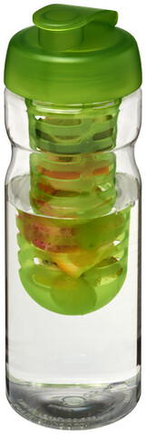 H2O Active® Base 650 ml Sportflasche mit Klappdeckel und Infusor, transparent, limone bedrucken, Art.-Nr. 21004603