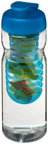 H2O Active® Base 650 ml Sportflasche mit Klappdeckel und Infusor, transparent, aquablau bedrucken, Art.-Nr. 21004604