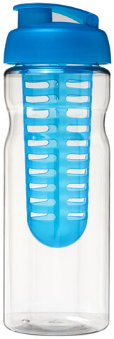 H2O Active® Base 650 ml Sportflasche mit Klappdeckel und Infusor, transparent, aquablau bedrucken, Art.-Nr. 21004604