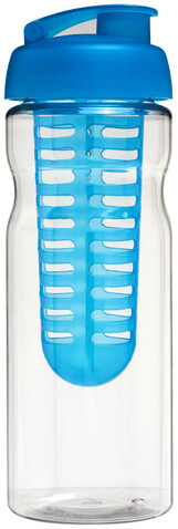 H2O Active® Base 650 ml Sportflasche mit Klappdeckel und Infusor, transparent, aquablau bedrucken, Art.-Nr. 21004604
