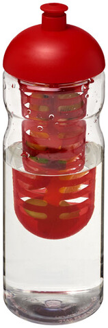 H2O Active® Base 650 ml Sportflasche mit Stülpdeckel und Infusor, transparent, rot bedrucken, Art.-Nr. 21004802